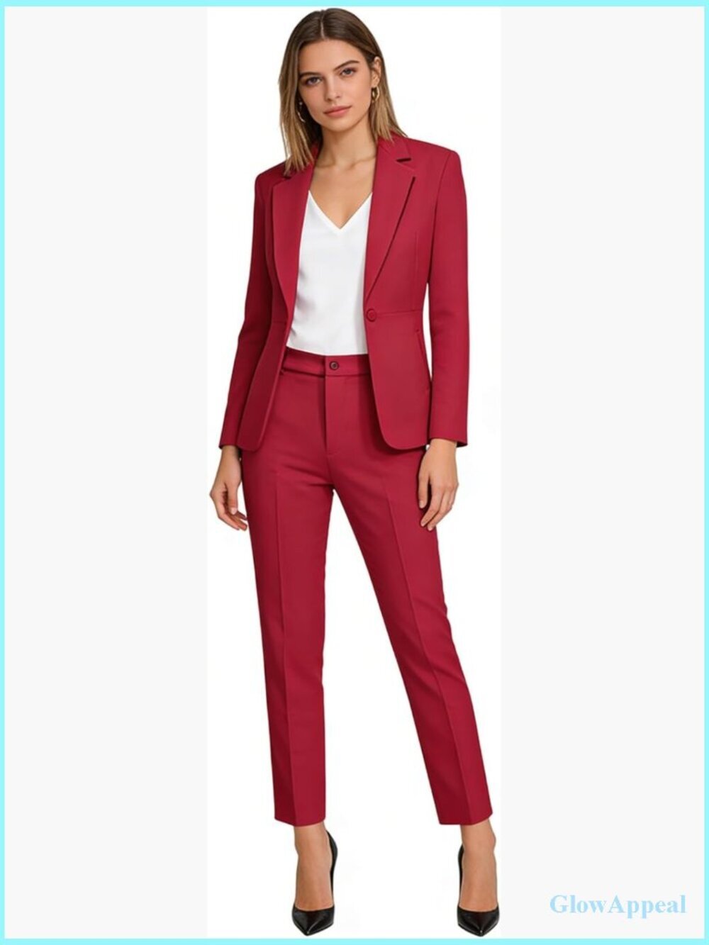 Professional 2-Piece Suit Set Blazer and Pants Slim Fit Office